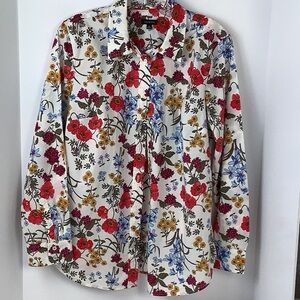 Talbots floral cotton blouse size medium